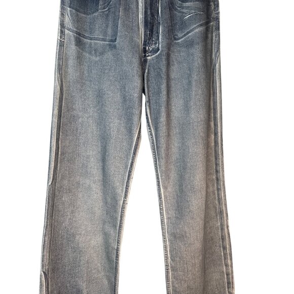 ZARA Size 2 High-Waisted Wide-Leg Jeans Blue Denim White Contrast - Picture 8 of 16